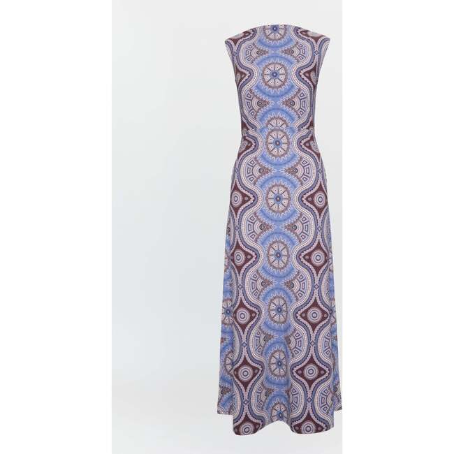 The Sloane Dress, Brown Cobalt Medallion