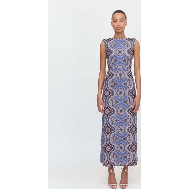 The Sloane Dress, Brown Cobalt Medallion - Dresses - 2