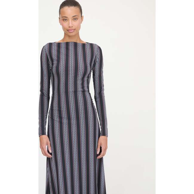 The Selene Dress, Black Cobalt Medallion Stripe - Dresses - 4