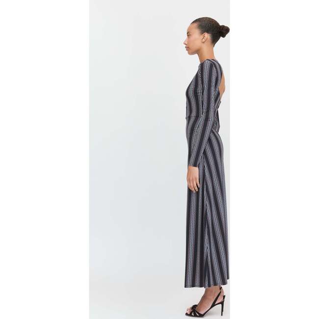 The Selene Dress, Black Cobalt Medallion Stripe - Dresses - 5