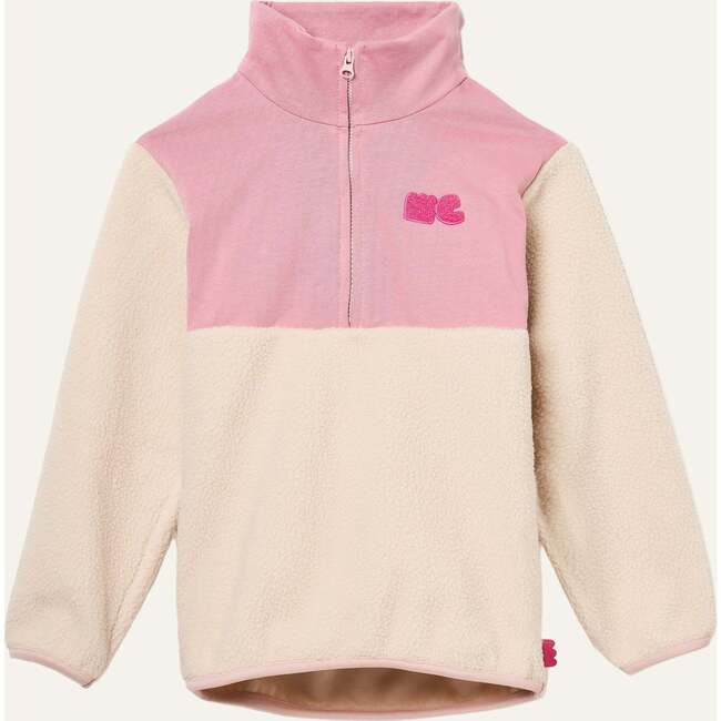Recycled Cotton And Sherpa Pink Zipup, Pink