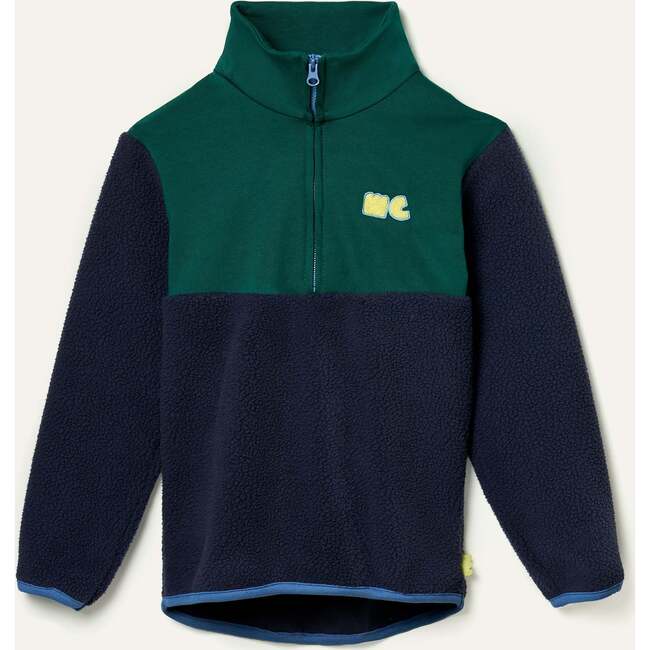 Recycled Cotton And Sherpa Navy Zipup, Navy