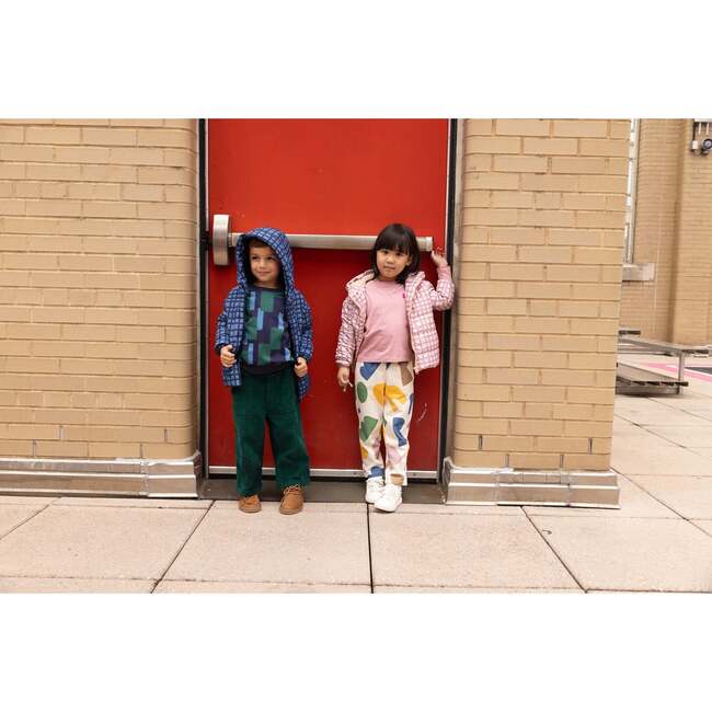 Recycled Polyester Blue Grid Lightweight Puffer, Blue - Jackets - 2