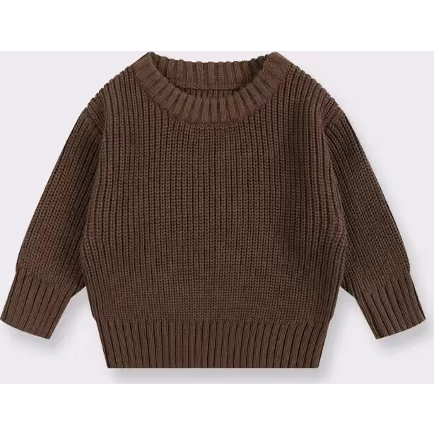 Boys Crewneck Knit Sweater, Brown