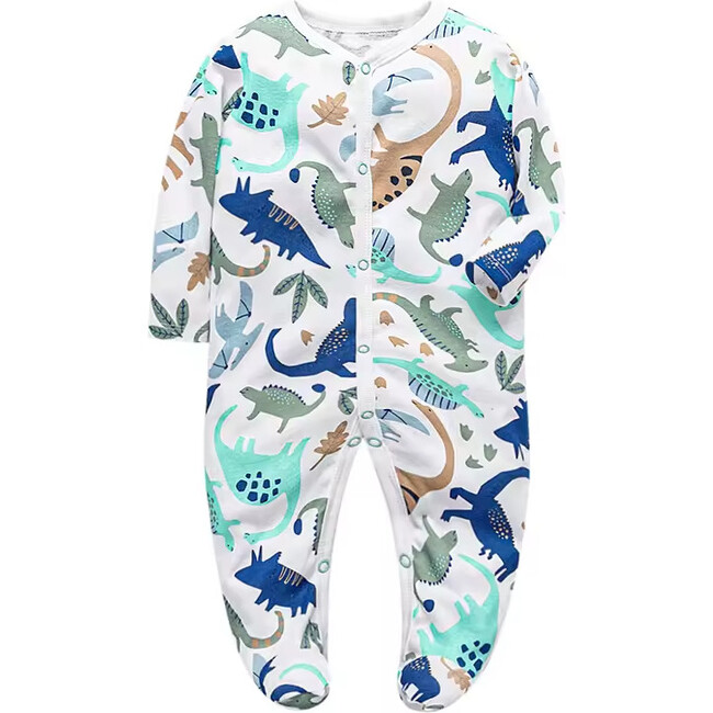 Colorful Dinosaurs Button Footie