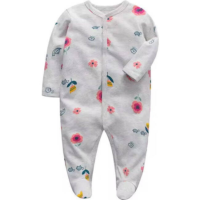 Flowers Button Footie