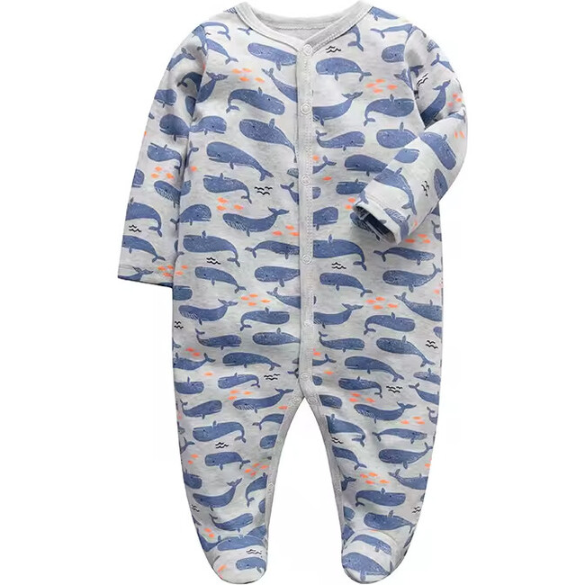 Whales Button Footie
