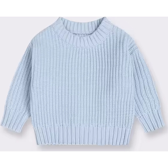 Boys Crewneck Knit Sweater, Light Blue