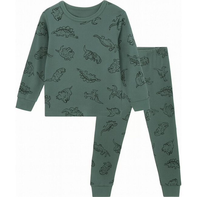 Kids 2 Piece Green Dinosuars Pajamas