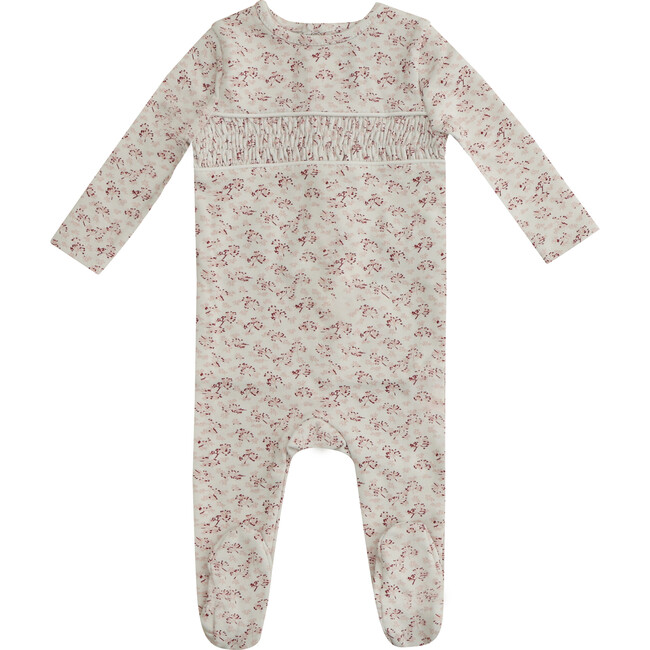 Smocked Floral Footie, Pink