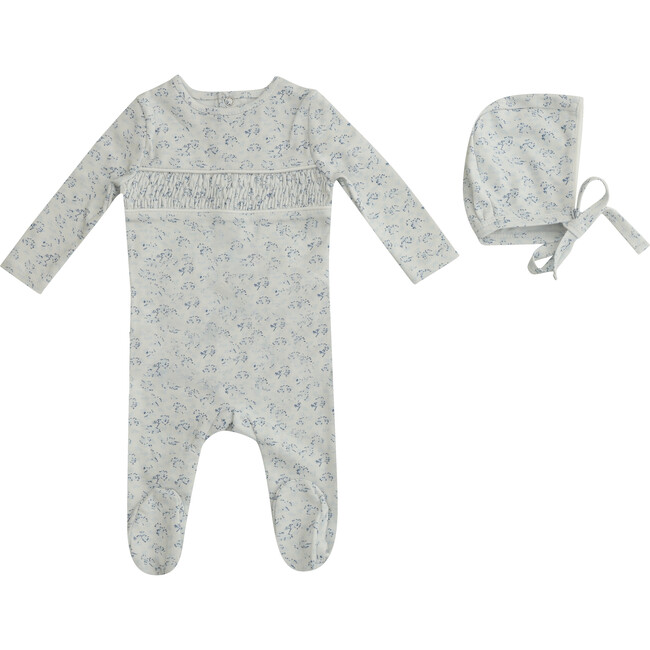 Smocked Floral Footie and Hat