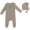 Mini Merry Footie and Hat, Tan - Footie Pajamas - 1 - thumbnail