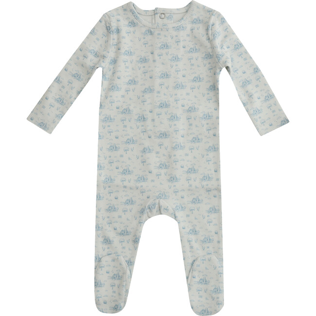 Farmhouse Print Footie, Blue