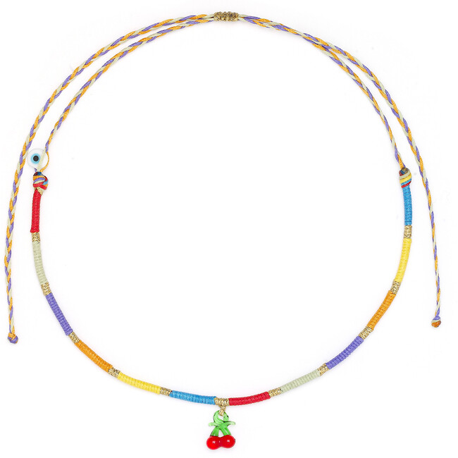 Kids Cherry Rainbow Threaded Necklace