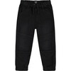French Terry Jogger Pants, Black Denim - Jeans - 1 - thumbnail