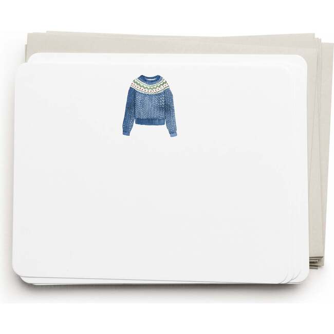 Set of 8 Flat Notecards, Sweater Weather