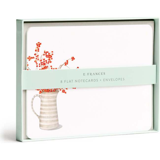 Set of 8 Flat Notecards, Autumn Berry Pitcher - Paper Goods - 3