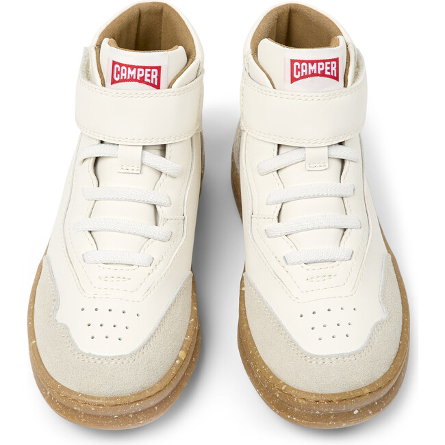 Runner Four Leather Ankle Velcro Nubuck Sneakers, White Natural