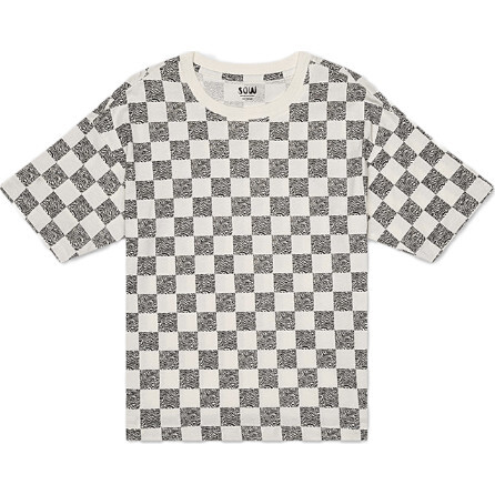 Relaxed Cotton T-Shirt With Checker Print