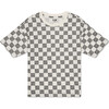 Relaxed Cotton T-Shirt With Checker Print - T-Shirts - 1 - thumbnail