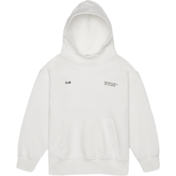 Relaxed Cotton Hoodie With Print, Off White