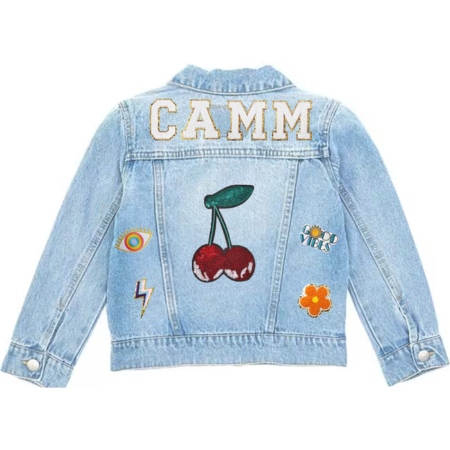 Custom Cherry Denim Jacket, Light Wash