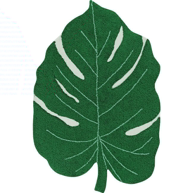 Monstera Leaf Washable Rug, Green