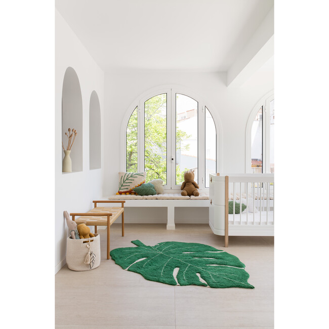 Monstera Leaf Washable Rug, Green - Rugs - 3