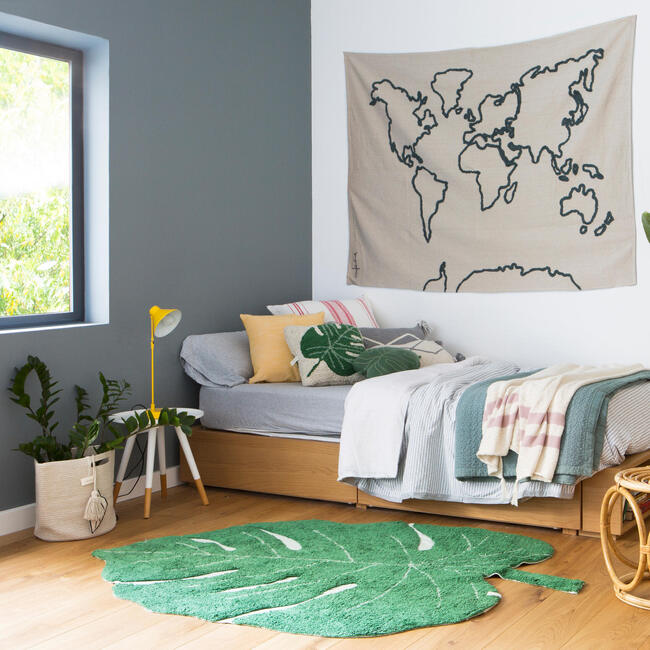 Monstera Leaf Washable Rug, Green - Rugs - 4