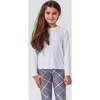 Girls Lettuce Edge Crew Neck Long Sleeve T-Shirt, White - T-Shirts - 1 - thumbnail