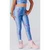 Girls Hi-Shine Mid Rise Slim Band Leggings, Denim Splatter - Leggings - 2