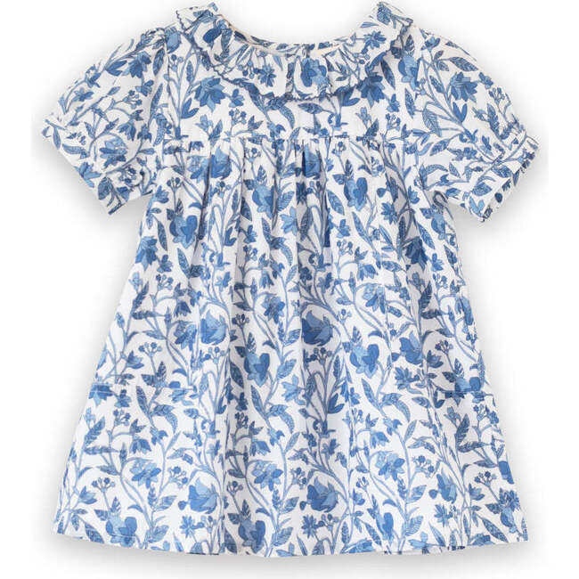 Toddler Emily Dress with Lace Trim, Vintage Blue - Dresses - 1