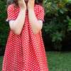Toddler Amy dress with Lace trim, Flowers in Brilliant Red - Dresses - 4