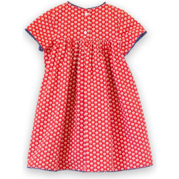 Toddler Amy dress with Lace trim, Flowers in Brilliant Red - Dresses - 5