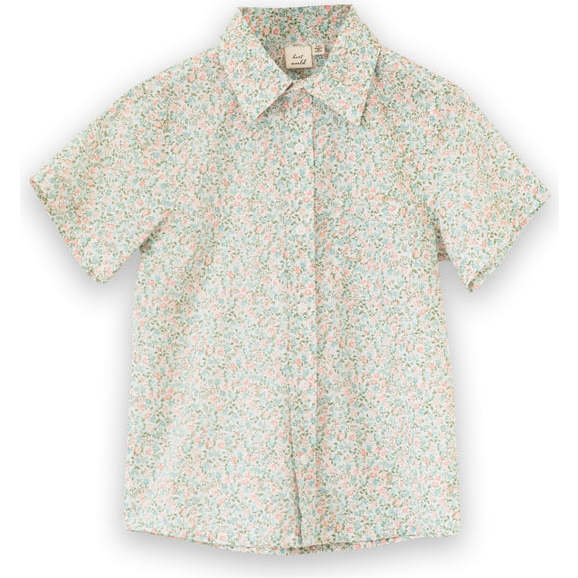 Boys Collar Shirt, Pastel Green and Peach
