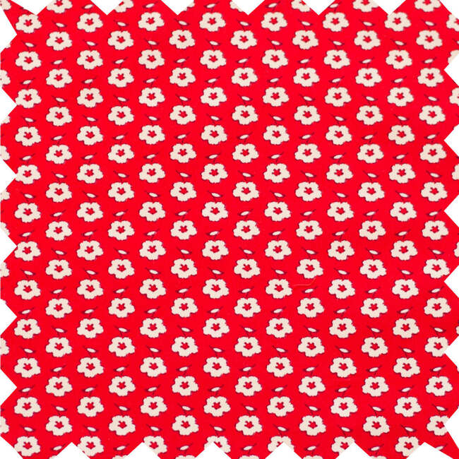 Baby Romper with Smocked Neck, Flowers in Brilliant Red - Rompers - 3