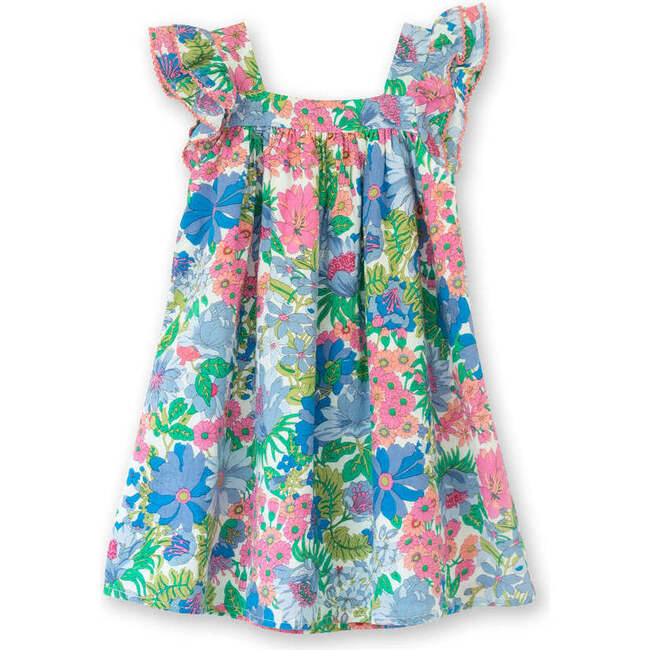 Girls Square Neck Dress, Spring Floral - Dresses - 1