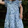 Girls Ana Dress with Ruffles, Vintage Blue - Dresses - 5