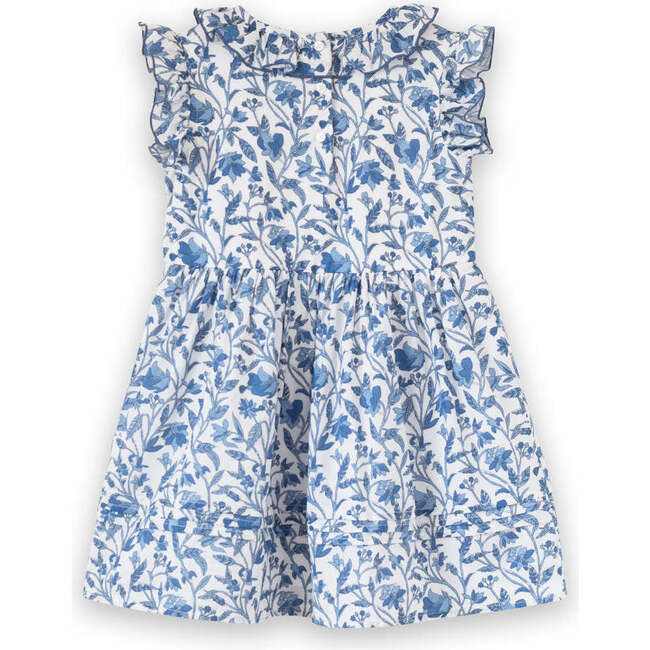Girls Ana Dress with Ruffles, Vintage Blue - Dresses - 6