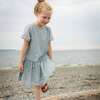 Willow Block Print Short Sleeve Ruffle Waist Dress, Sky Blue - Dresses - 2