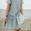 Willow Block Print Short Sleeve Ruffle Waist Dress, Sky Blue - Dresses - 3