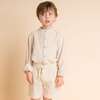 Long Sleeves Shirt, Oatmeal Stripe - Shirts - 5