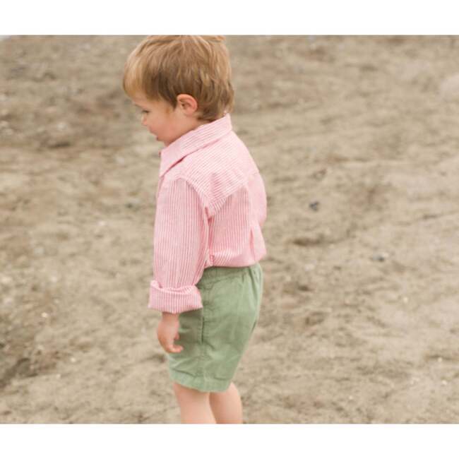 Collar Long Sleeves Shirt, Red Stripe - Shirts - 4