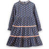 Long Sleeves Tiered Skirt Dress with Velvet Trim, Orange - Dresses - 1 - thumbnail