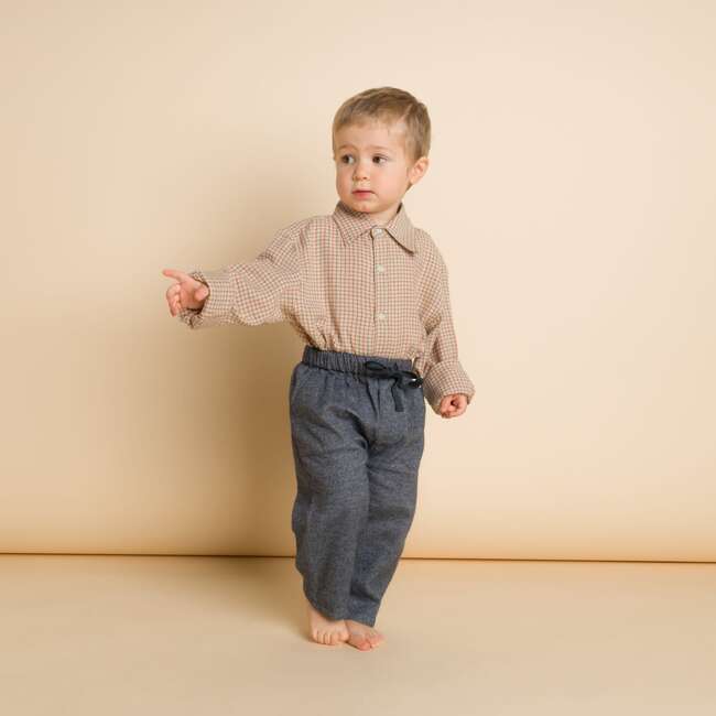 Boys Shirt, Beige Country Check - Shirts - 2