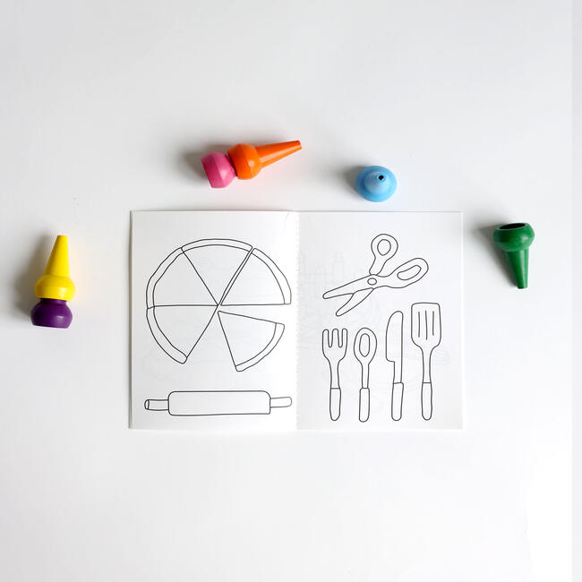 Non-Toxic Finger Crayons With Coloring Book, Stickers + Tote, Green - Coloring - 5