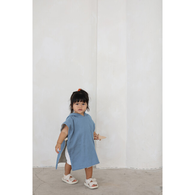 Reversible Hooded Poncho, Ocean Blue