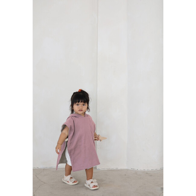 Reversible Hooded Poncho, Dusty Pink