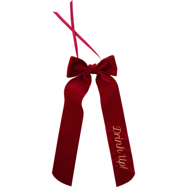 Wine Bow, Drink Up, Red with Gold