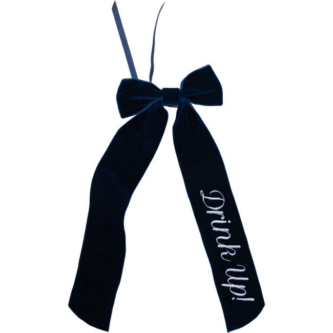 Wine Bow, Drink Up Navy with Silver